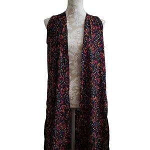 Lularoe Black Floral Joy Vest S
